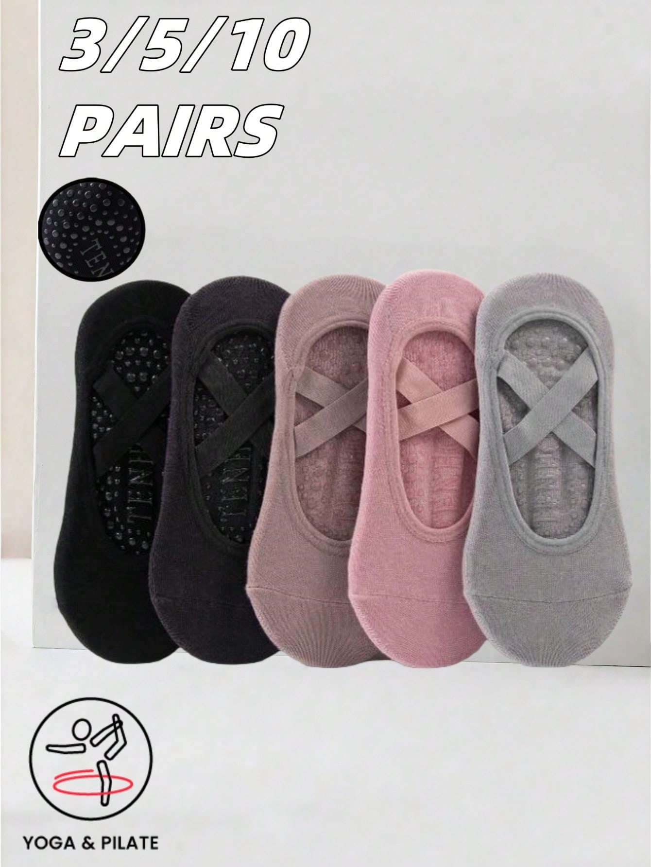Yoga Dance & Fitness Center Llc - Anti-slip silicone sole yoga socks with