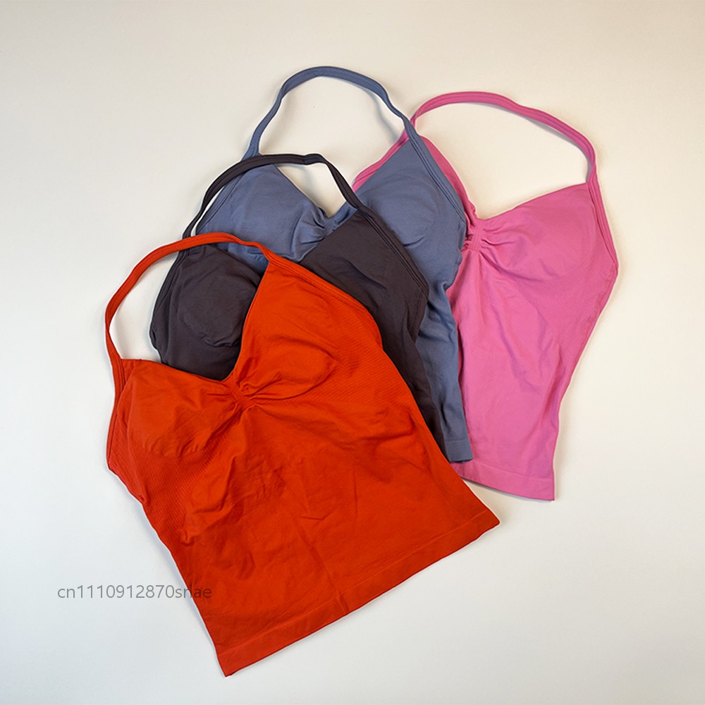 Yoga Fitness Matte - Women's Seamless Halter Strappy Yoga Tank