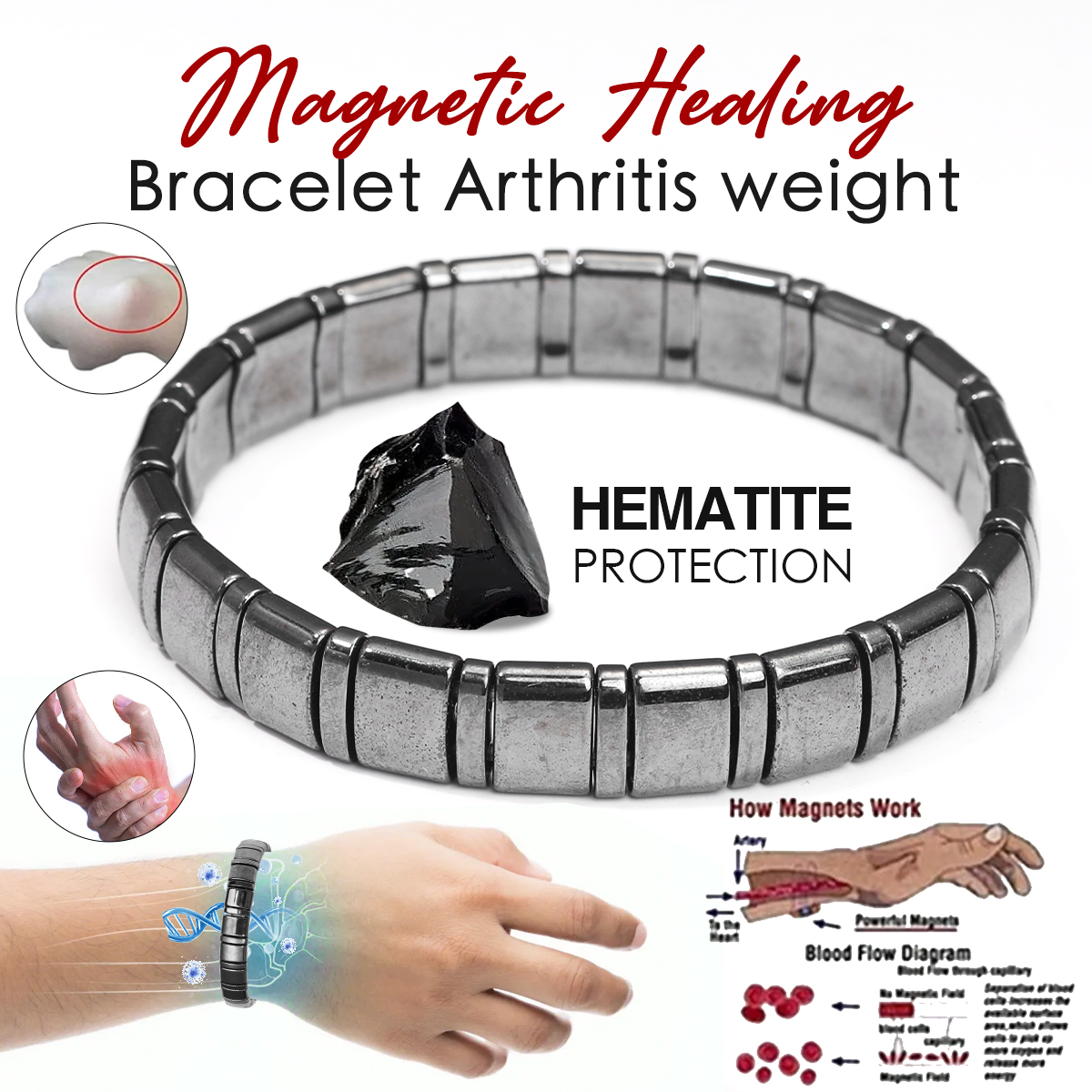 Yoga Fitness Instructor - Energy Stone Hematite Bracelet Yoga Fitness
