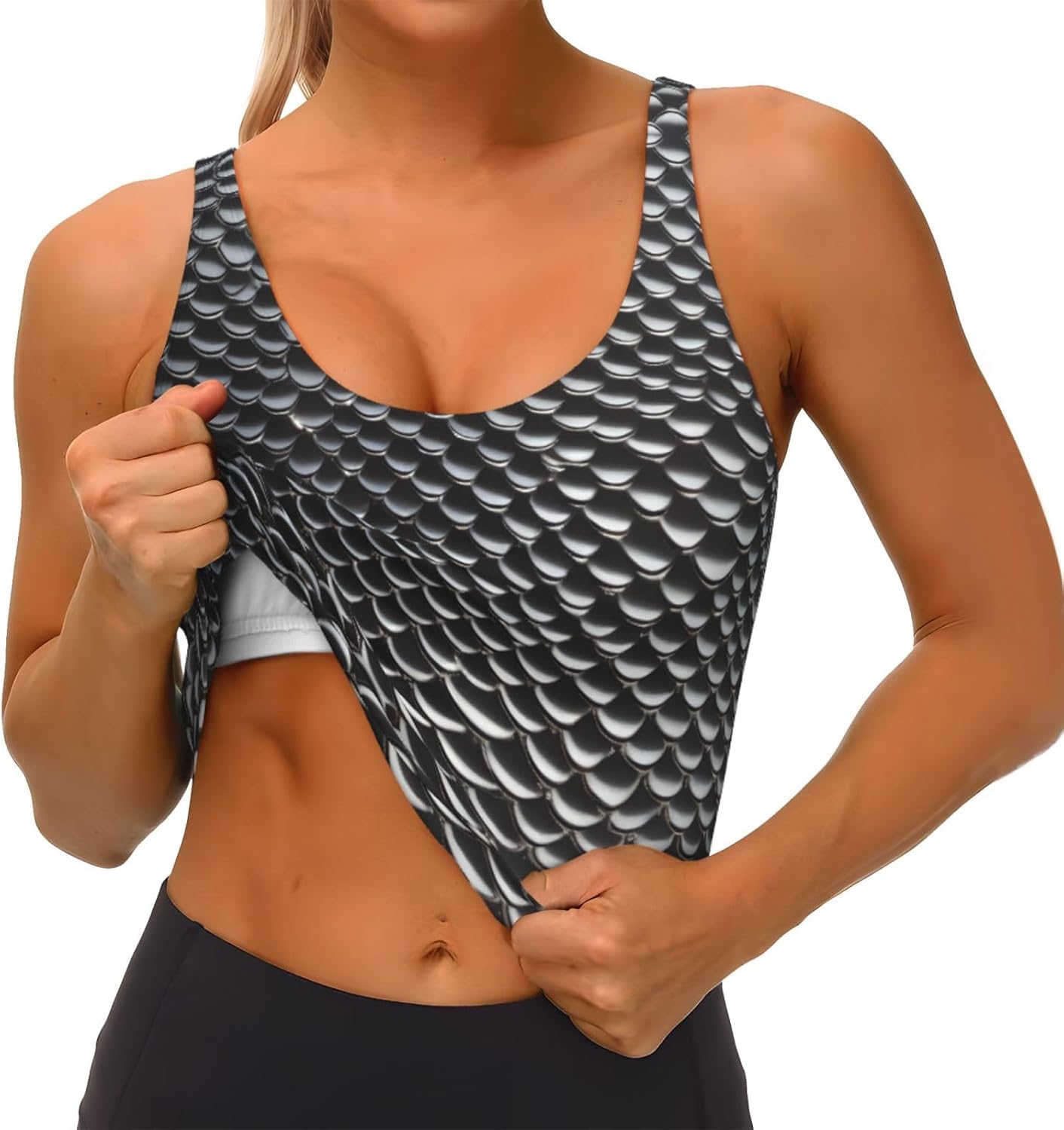 Silver fish scale Printed Wome - đánh giá và giá Yoga Fitness Workout