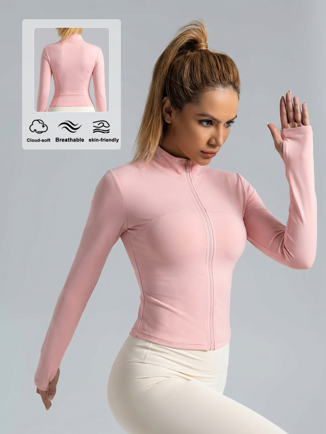 New Women Light pink Yoga Coat - đánh giá và giá Yoga In Fitness