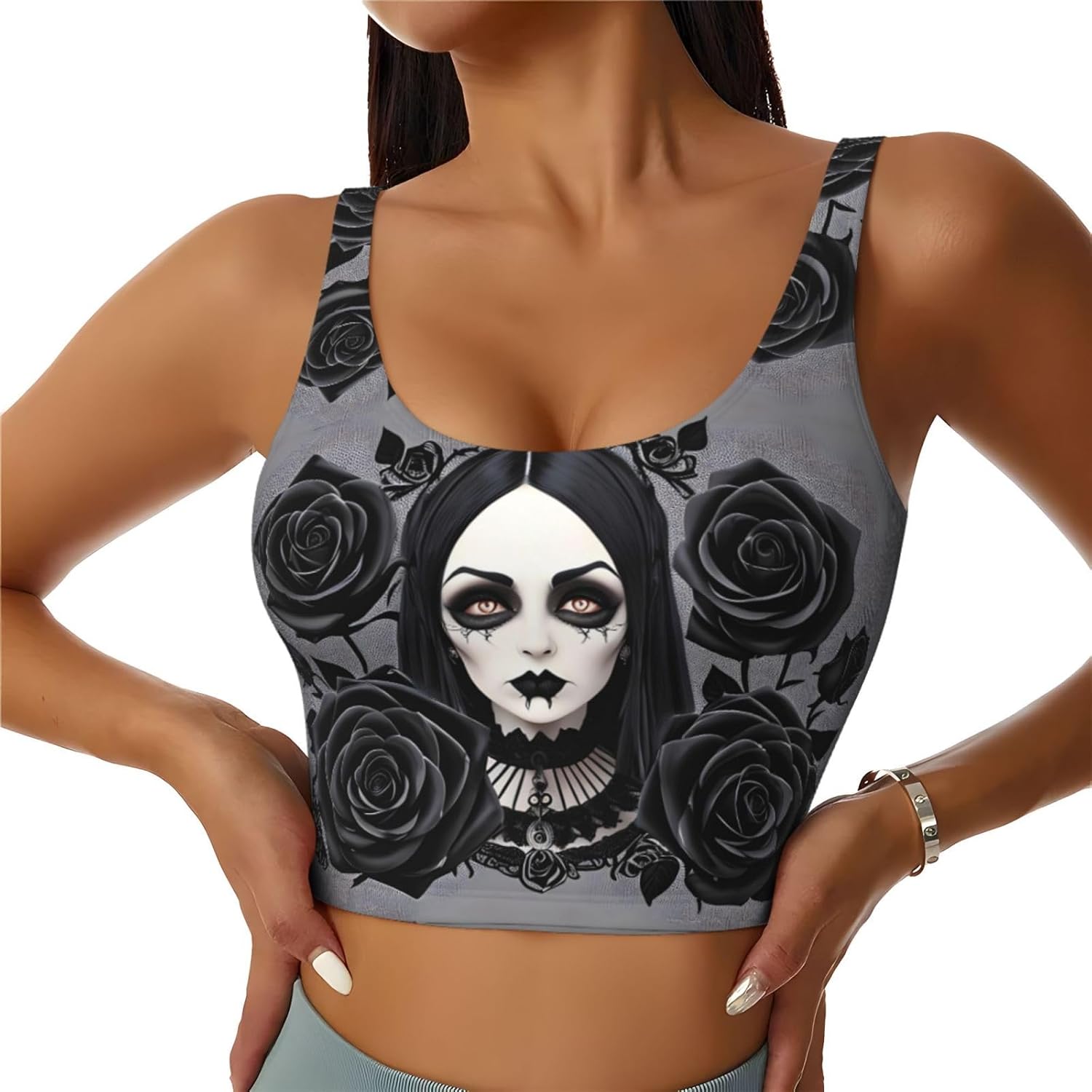 gothic black roses Printed Wom - đánh giá và giá Yoga Fitness Workout