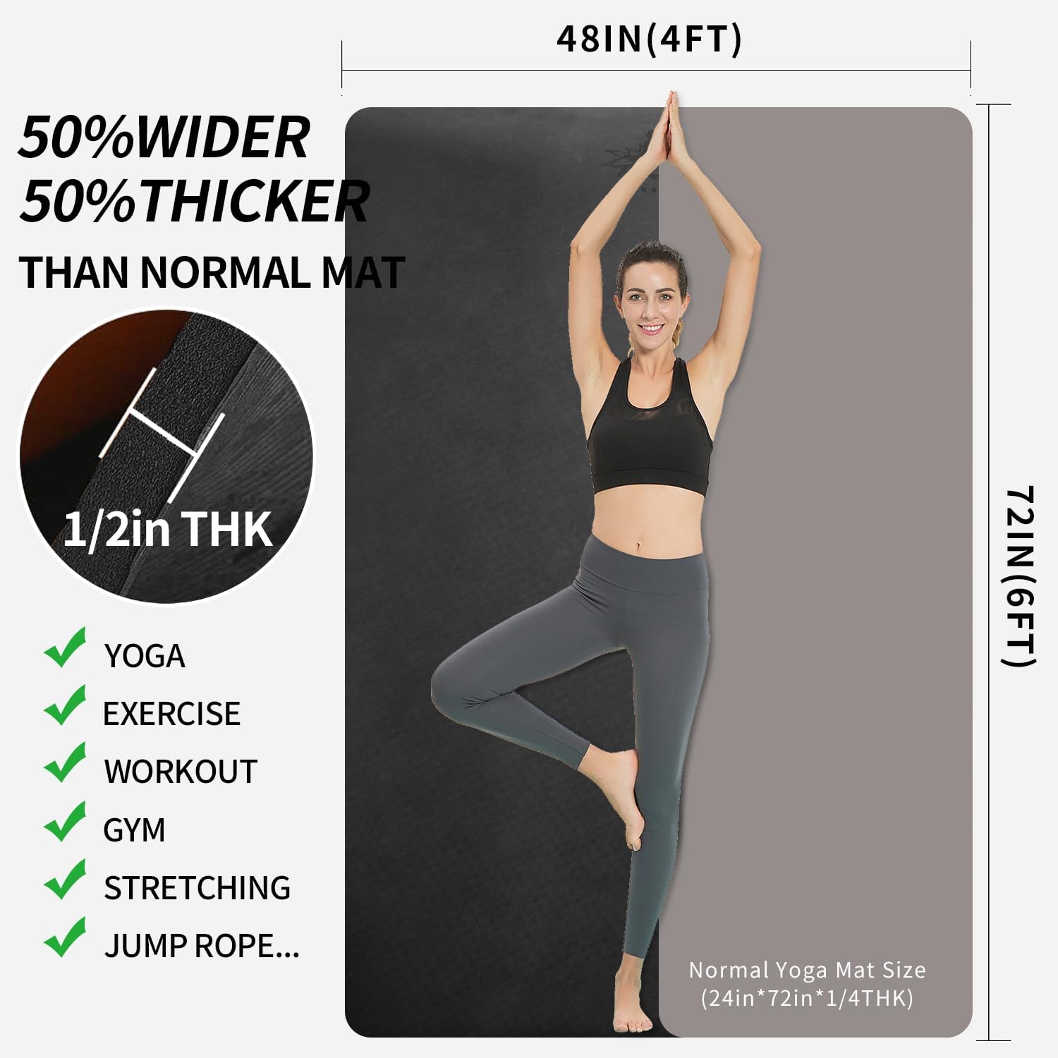 Extra Thick TPE Yoga Mat 6'x4' - đánh giá và giá Thick Yoga Mat