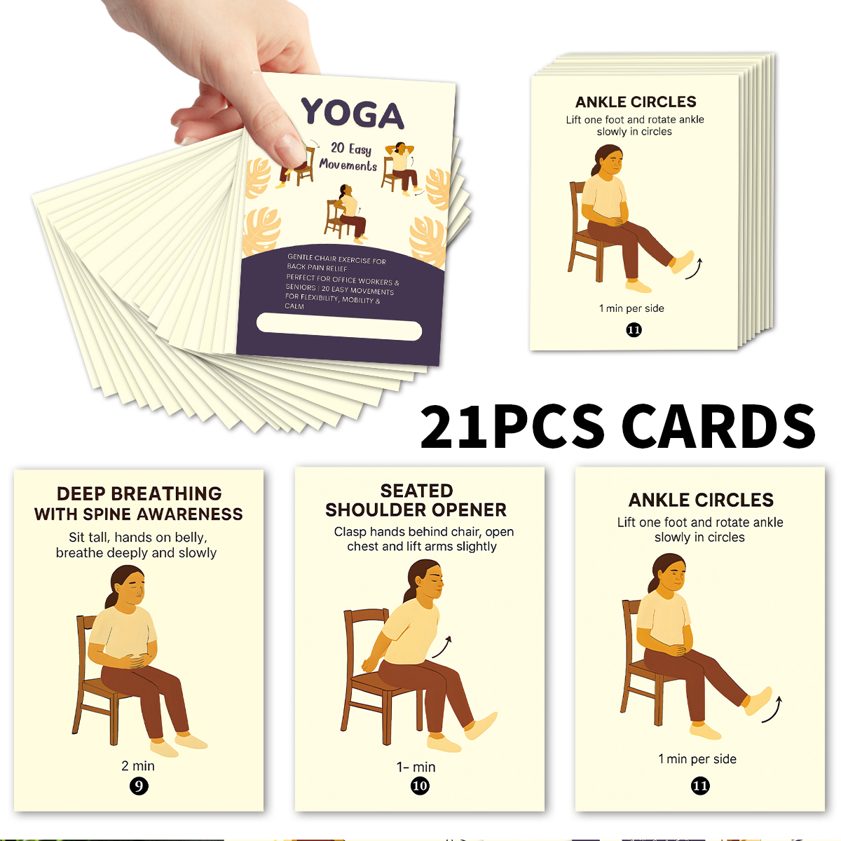 21pcs Seated Yoga Cards,Easy C - đánh giá và giá Yoga Fitness Instructor