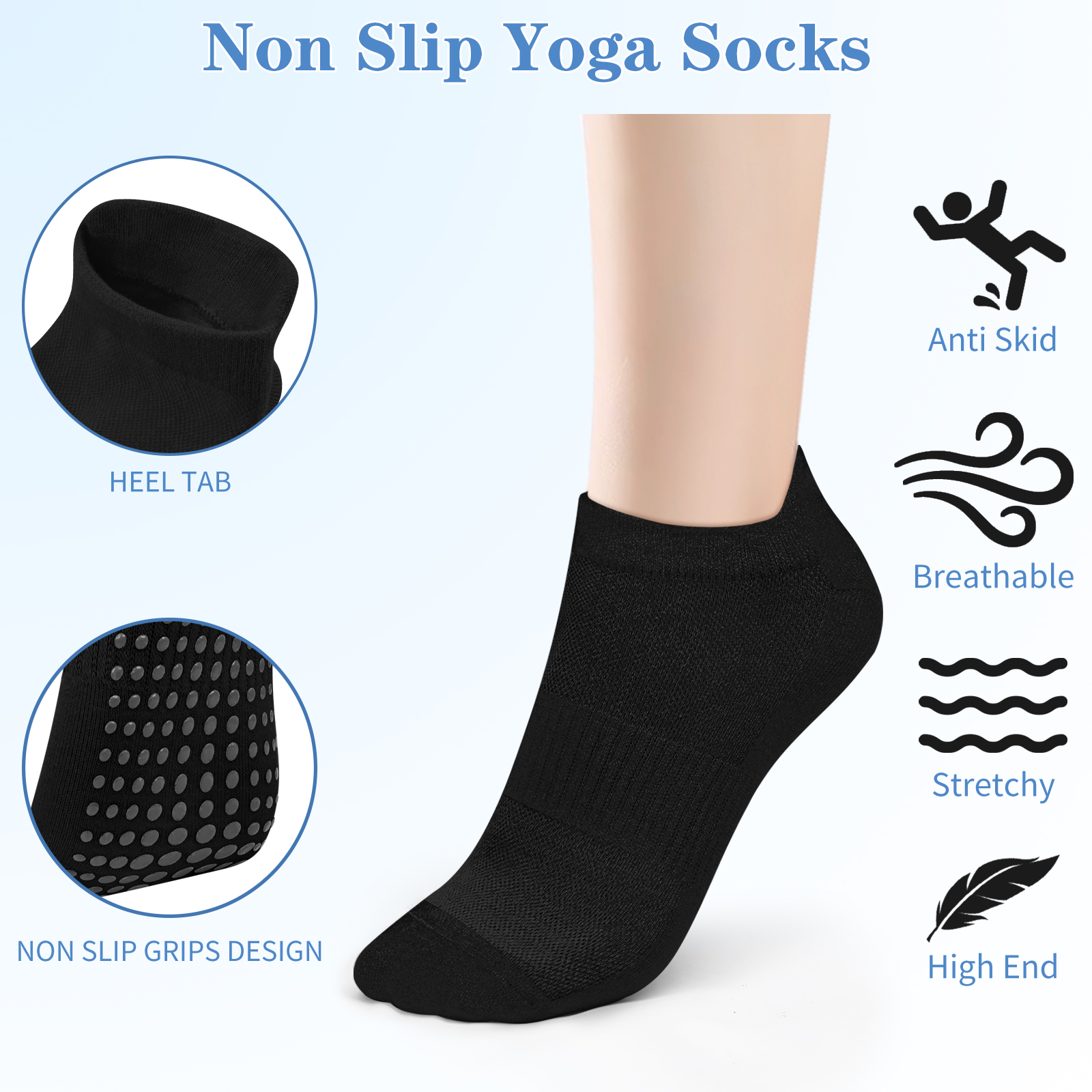 3 Pairs Yoga Socks Women Cotto - đánh giá và giá Yoga Dance & Fitness Center Llc