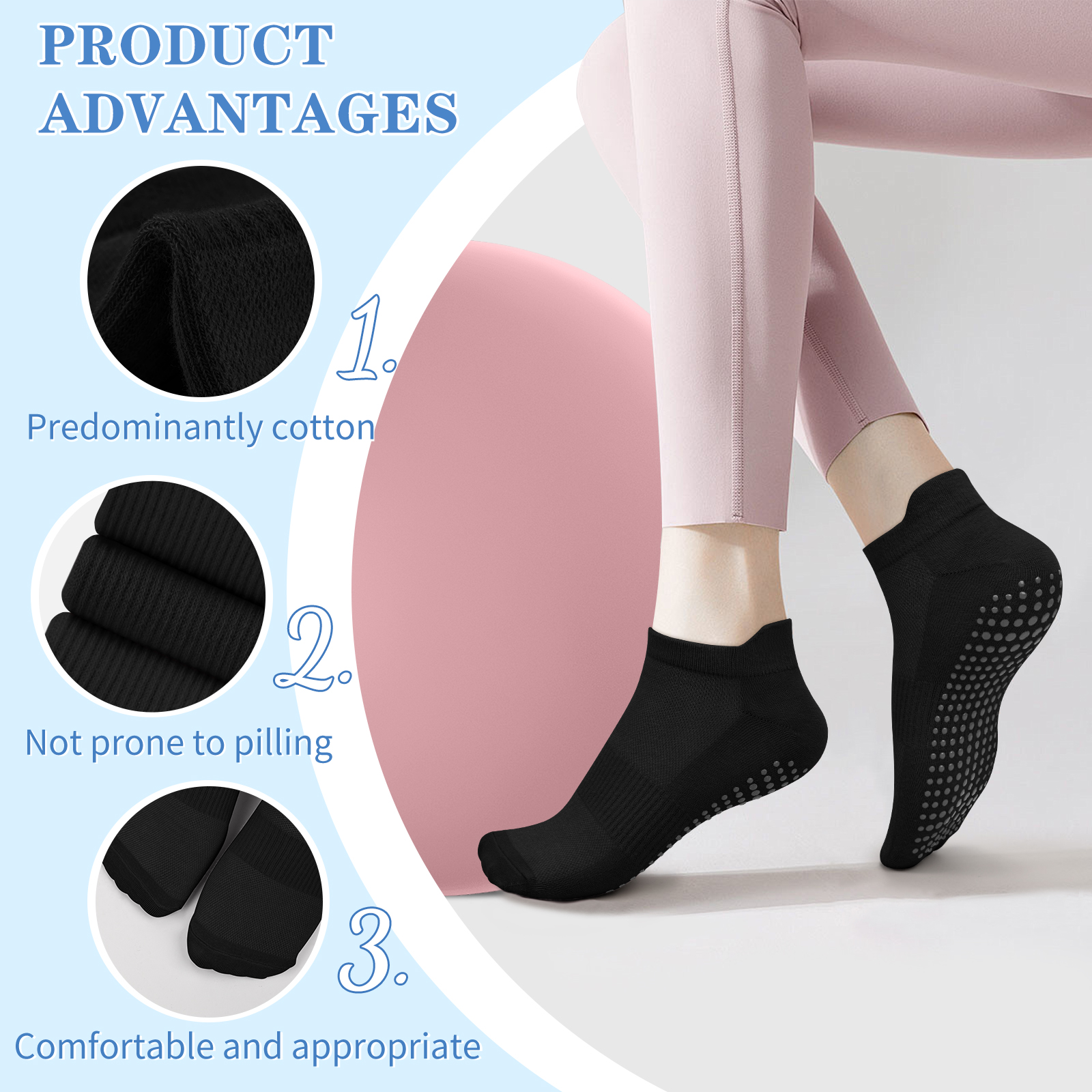 3 Pairs Yoga Socks Women Cotto - đánh giá và giá Yoga Dance & Fitness Center Llc
